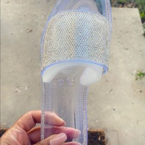 Clear Rhinestone Jelly Slides
